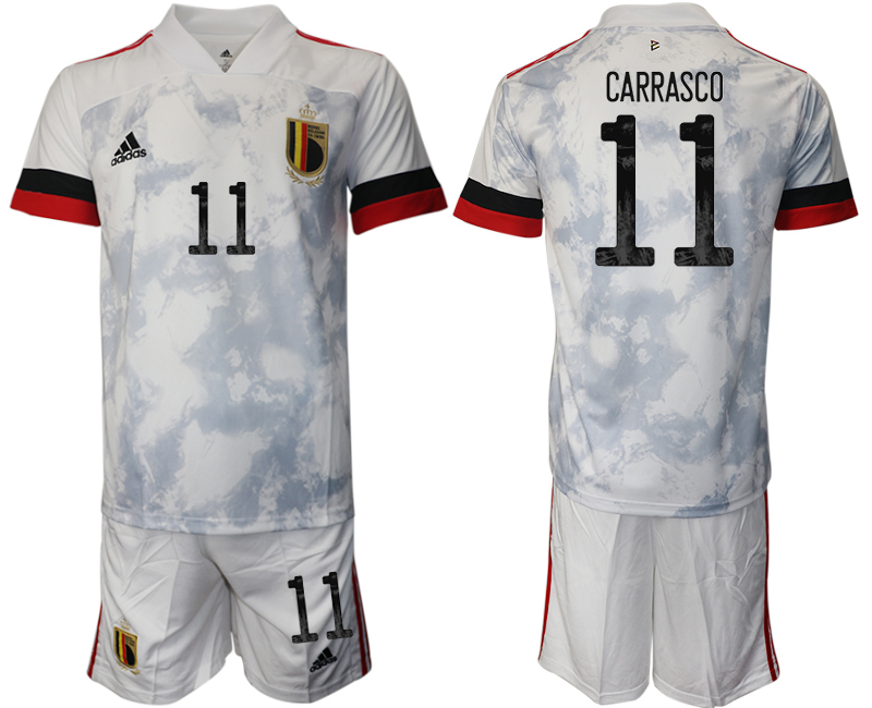 Men 2021 European Cup Belgium away white #11 Soccer Jersey